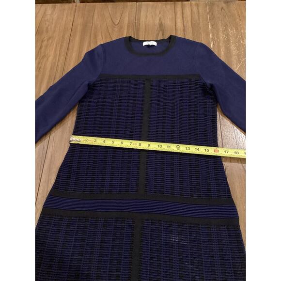 REISS Elsie Two Tone Textured Knitted Long Sleeve Navy black Mini Dress Medium - Picture 10 of 13